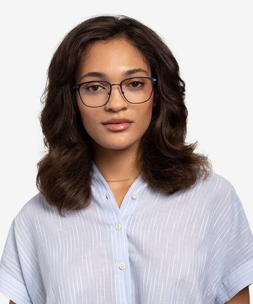 Karter Navy MetalEyeglass Frames for Women from EyeBuyDirect