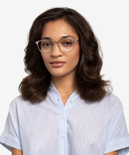 Karter Silver MetalEyeglass Frames for Women from EyeBuyDirect