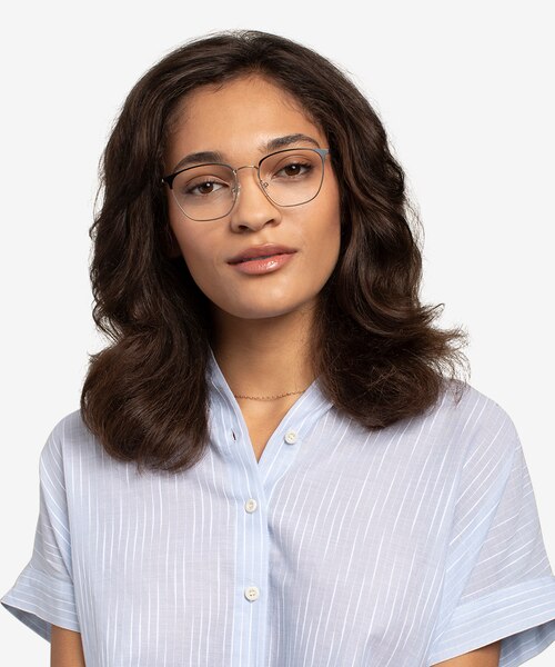 Codex Black Silver MetalEyeglass Frames for Women from EyeBuyDirect