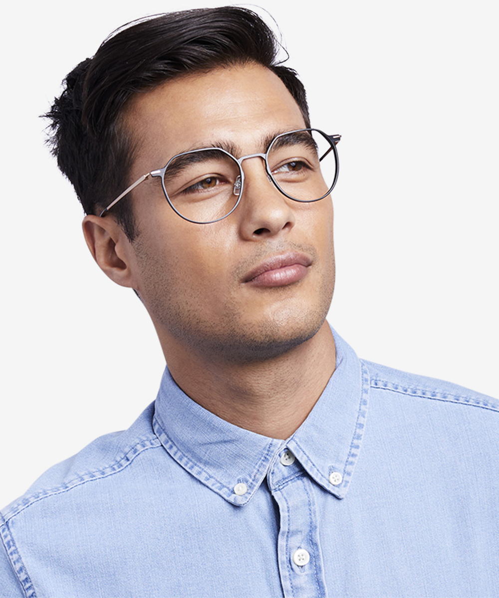 Alum Geometric Black & Gold Full Rim Eyeglasses | Eyebuydirect Canada