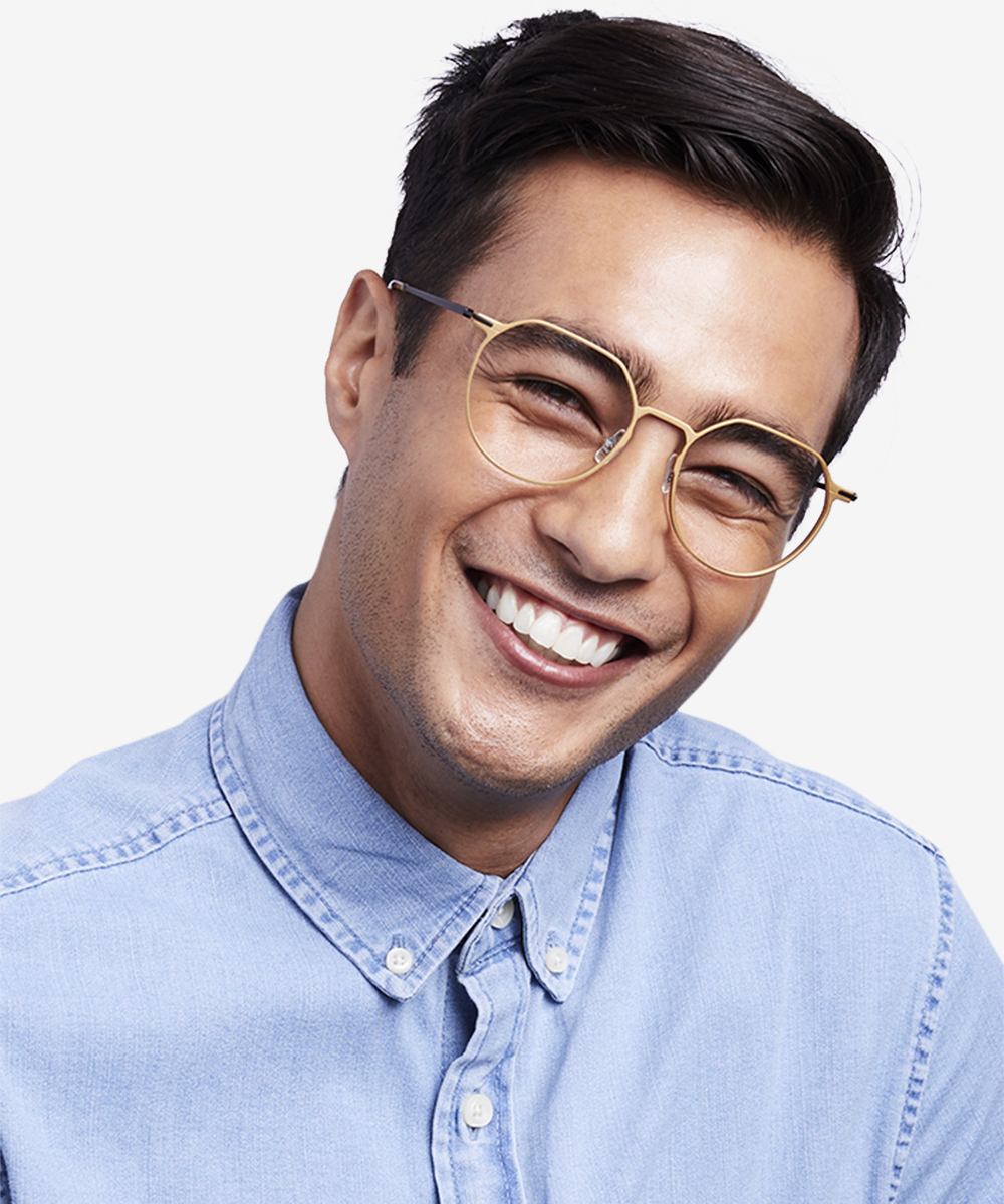 Alum Geometric Gold & Black Full Rim Eyeglasses | Eyebuydirect