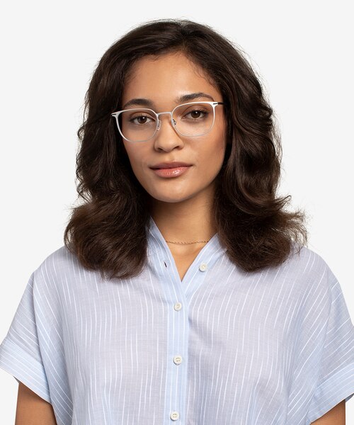 Density Light Silver & Gunmetal Aluminium-alloyEyeglass Frames for Women from EyeBuyDirect