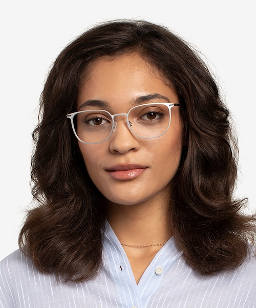 Density Light Silver & Gunmetal Aluminium AlloyEyeglass Frames for Women from EyeBuyDirect