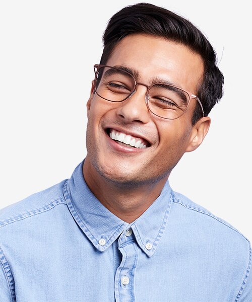 Density Brown & Gold Aluminium-alloyEyeglass Frames for Men from EyeBuyDirect