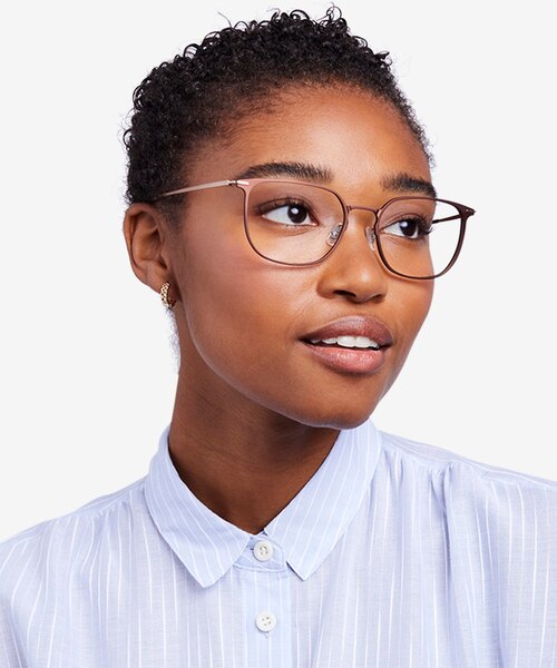 Density Brown & Gold Aluminium-alloyEyeglass Frames for Women from EyeBuyDirect