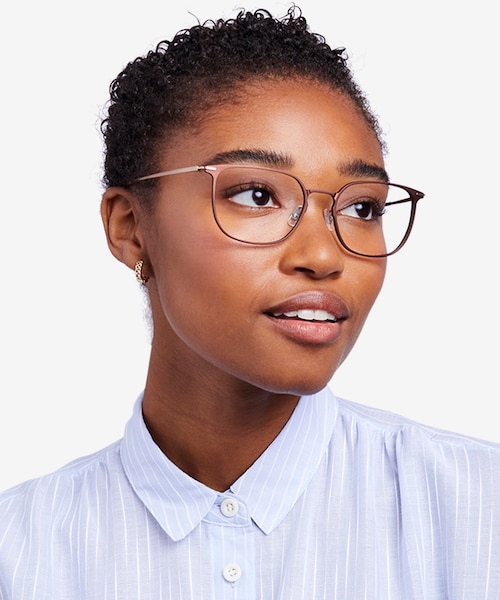 Density Brown & Gold Aluminium AlloyEyeglass Frames for Women from EyeBuyDirect