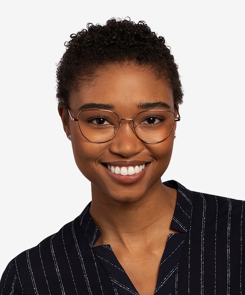 Clotilde Shiny Rose Gold MetalEyeglass Frames for Women from EyeBuyDirect