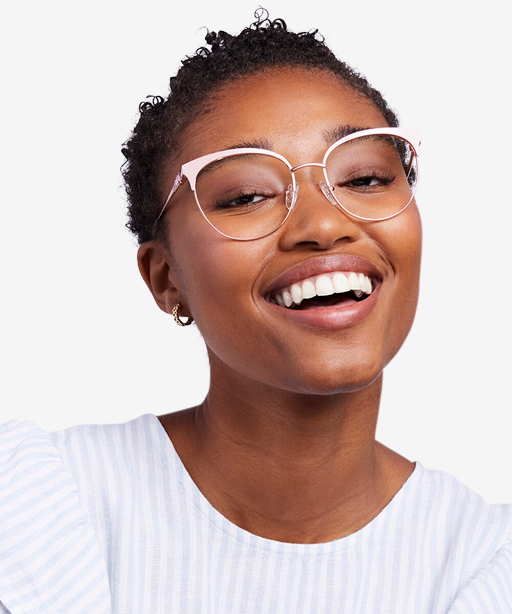 Gem Cat Eye Pink Rose Gold Glasses for Women | Eyebuydirect Canada