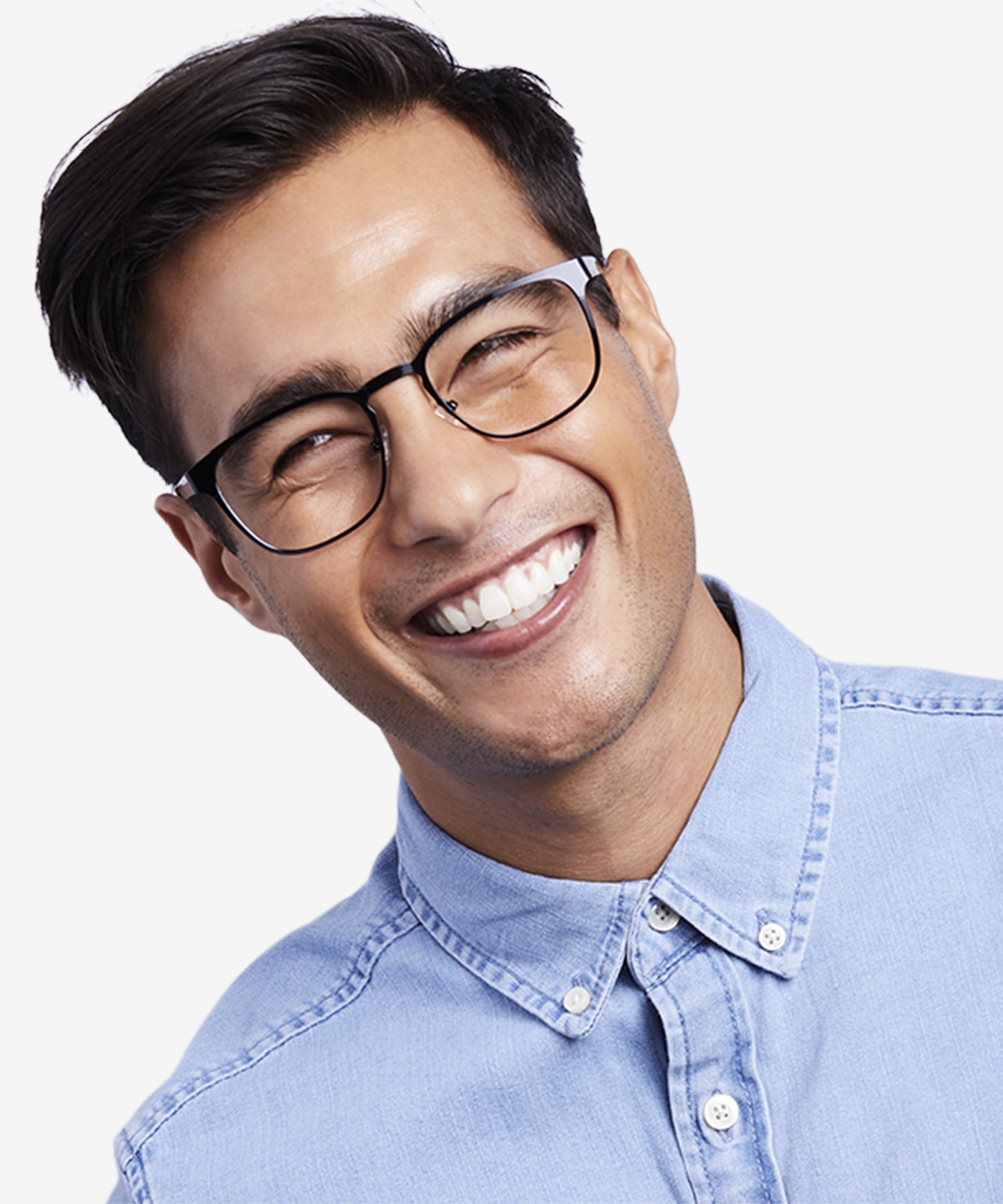 Bellamy Rectangle Shiny Black Full Rim Eyeglasses | Eyebuydirect