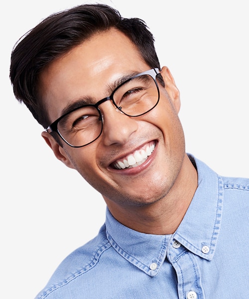 Bellamy Shiny Black MetalEyeglass Frames for Men from EyeBuyDirect