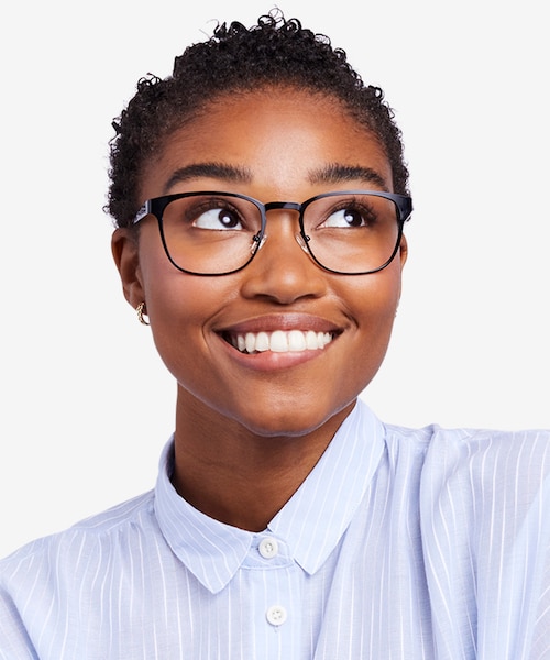 Bellamy Shiny Black MetalEyeglass Frames for Women from EyeBuyDirect