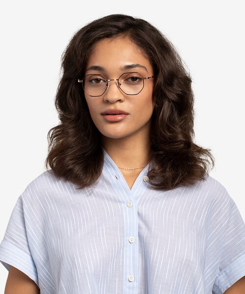 Music Brown Gold MetalEyeglass Frames for Women from EyeBuyDirect
