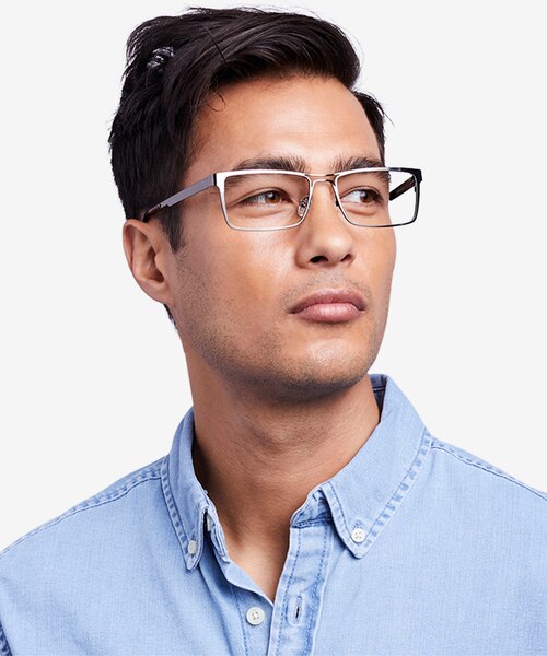 Biloxi Dark Gunmetal MetalEyeglass Frames for Men from EyeBuyDirect