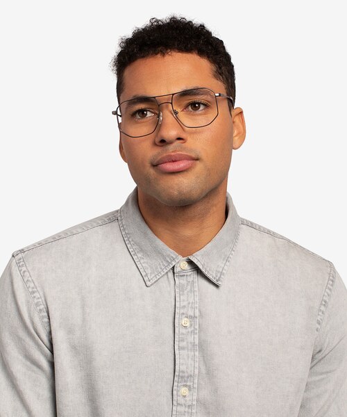 Carlo Matte Gunmetal MetalEyeglass Frames for Men from EyeBuyDirect