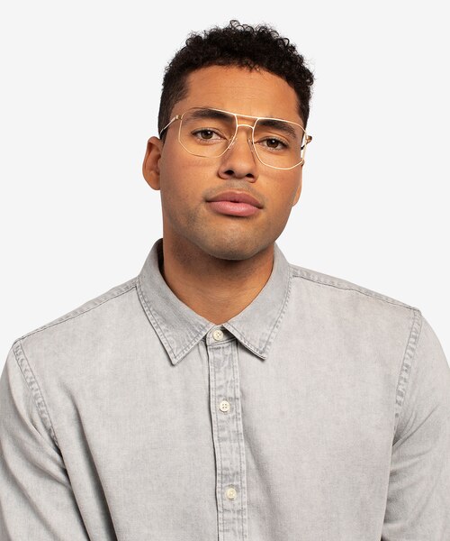 Carlo Brushed Gold MetalEyeglass Frames for Men from EyeBuyDirect