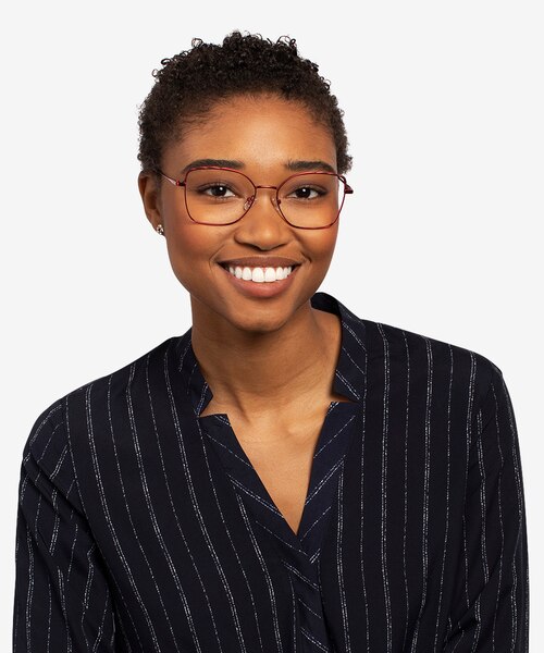 Rapture Burgundy MetalEyeglass Frames for Women from EyeBuyDirect