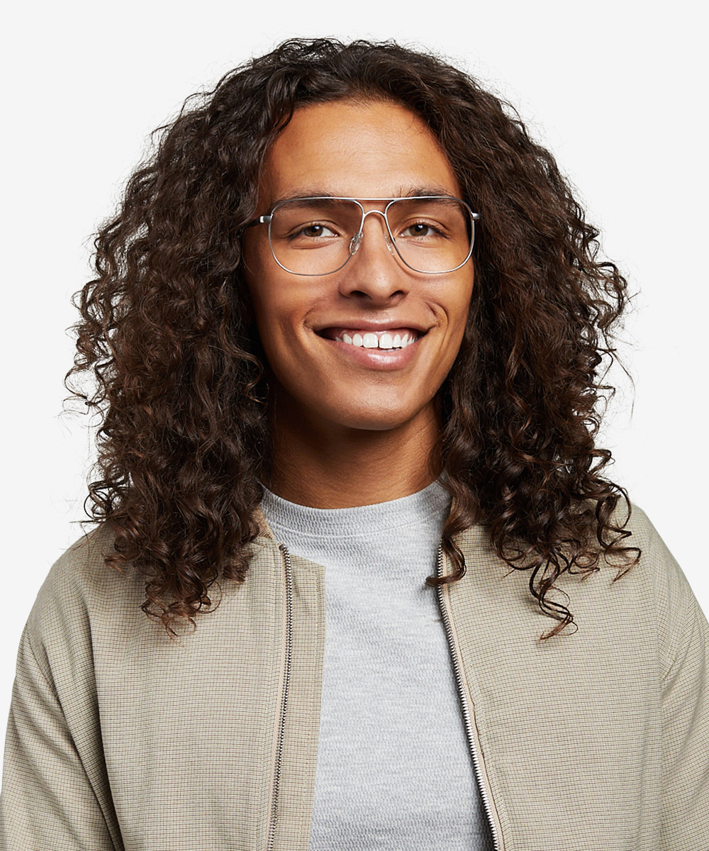 Dynamic Aviator Matte Silver Glasses for Men Eyebuydirect