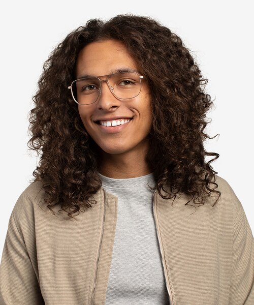 Dynamic Matte Gold MetalEyeglass Frames for Men from EyeBuyDirect