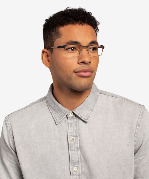 Quest Black Gold MetalEyeglass Frames for Men from EyeBuyDirect
