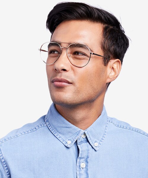 Telescope Light Gold MetalEyeglass Frames for Men from EyeBuyDirect