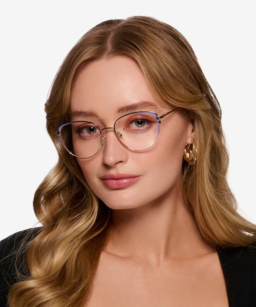 Scala Gold Purple MetalEyeglass Frames for Women from EyeBuyDirect