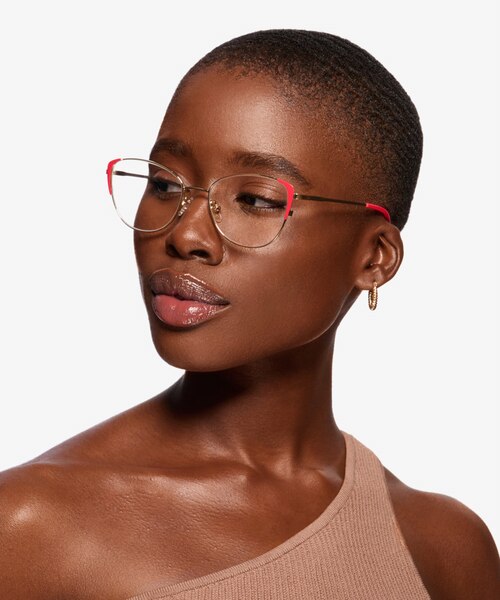 Operetta Gold Burgundy MetalEyeglass Frames for Women from EyeBuyDirect