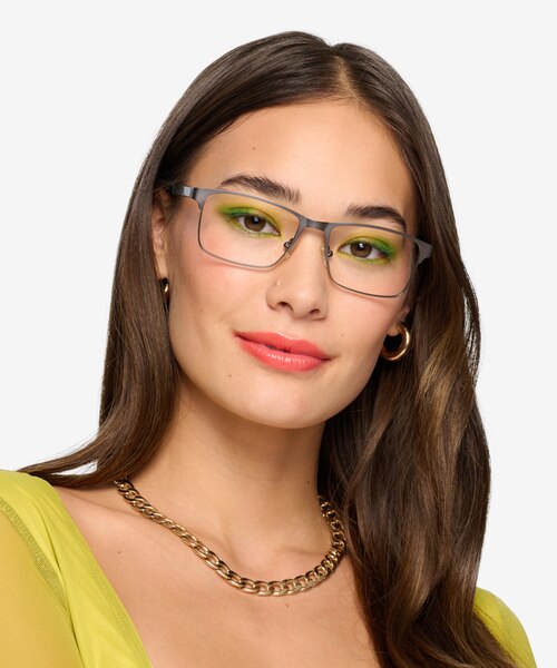 Carbon Matte Gunmetal MetalEyeglass Frames for Women from EyeBuyDirect