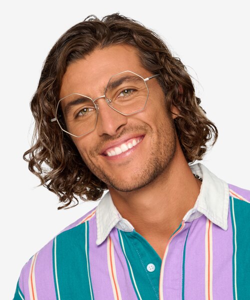 Imagine Matte Silver MetalEyeglass Frames for Men from EyeBuyDirect