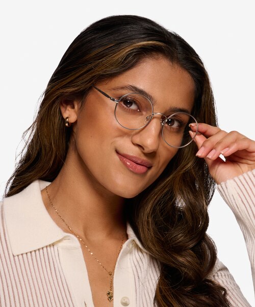Lanscilo Matte Silver MetalEyeglass Frames for Women from EyeBuyDirect