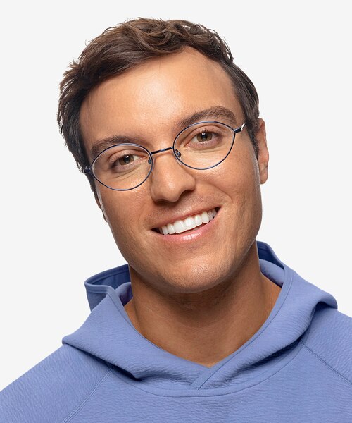 Aperture Blue MetalEyeglass Frames for Men from EyeBuyDirect