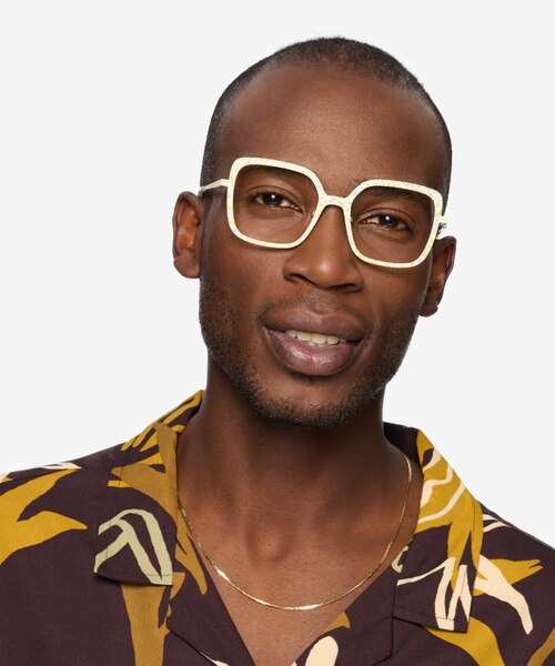 Althea Yellow Floral MetalEyeglass Frames for Men from EyeBuyDirect