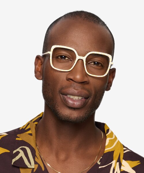 Althea Yellow Floral MetalEyeglass Frames for Men from EyeBuyDirect