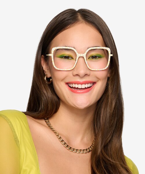 Althea Yellow Floral MetalEyeglass Frames for Women from EyeBuyDirect