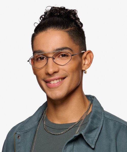 Trig Black White MetalEyeglass Frames for Men from EyeBuyDirect