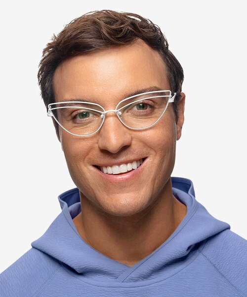 Mila White MetalEyeglass Frames for Men from EyeBuyDirect