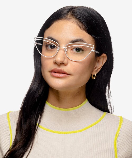 Mila White MetalEyeglass Frames for Women from EyeBuyDirect