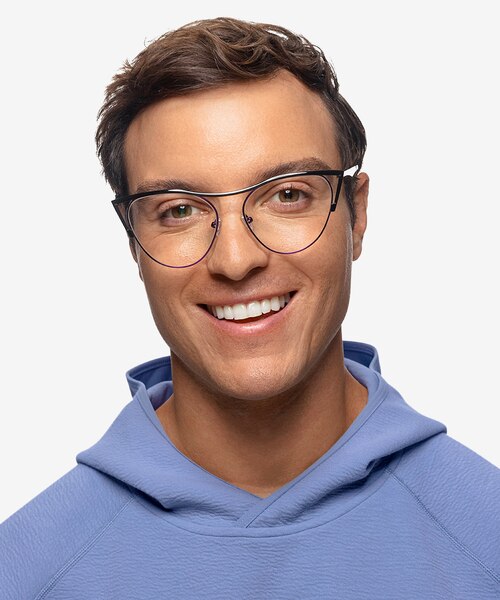 Mau Black Purple MetalEyeglass Frames for Men from EyeBuyDirect