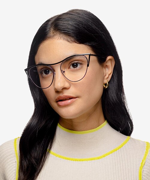 Mau Black Purple MetalEyeglass Frames for Women from EyeBuyDirect