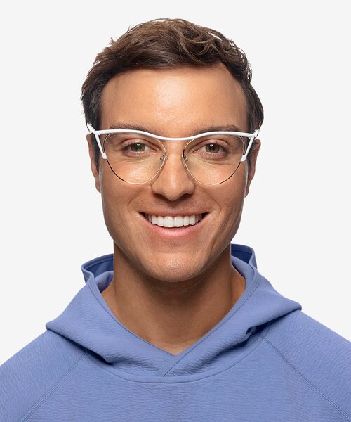 Mau White Gold MetalEyeglass Frames for Men from EyeBuyDirect