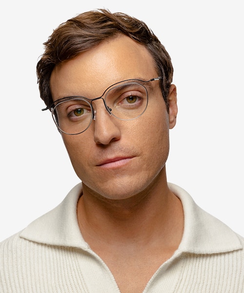 Duo Black Silver MetalEyeglass Frames for Men from EyeBuyDirect