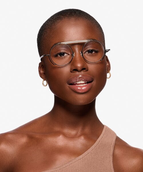 Steam Black Silver MetalEyeglass Frames for Women from EyeBuyDirect