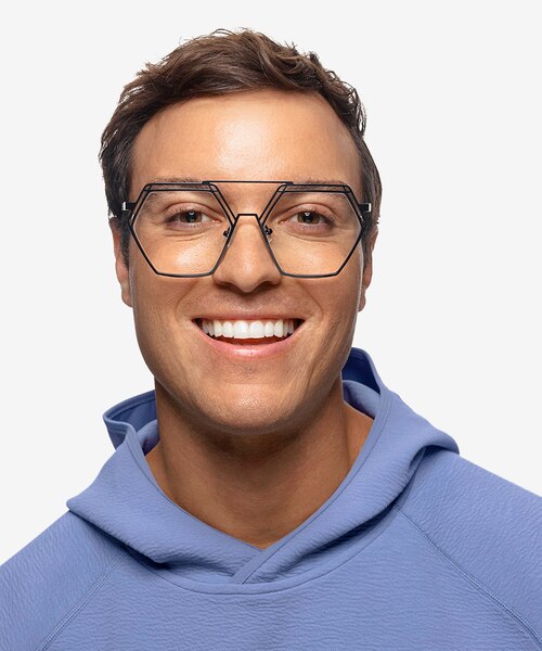 Cyber Black MetalEyeglass Frames for Men from EyeBuyDirect