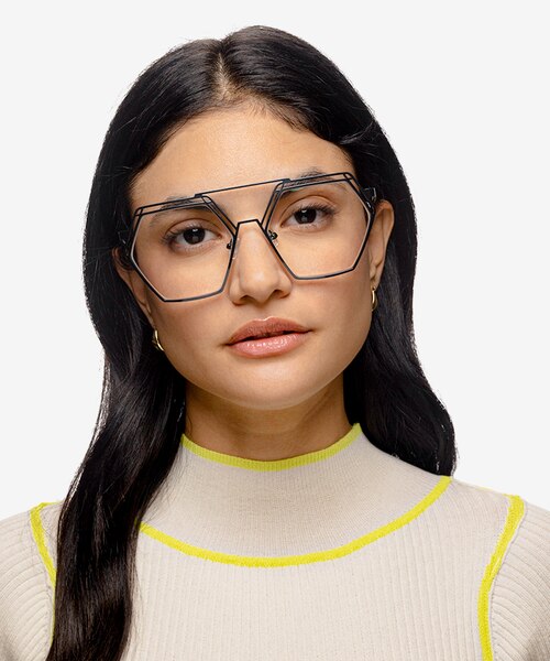 Cyber Black MetalEyeglass Frames for Women from EyeBuyDirect