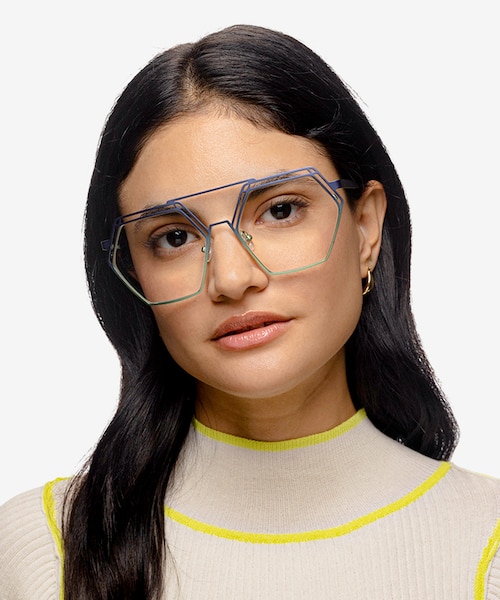 Cyber Blue Green MetalEyeglass Frames for Women from EyeBuyDirect