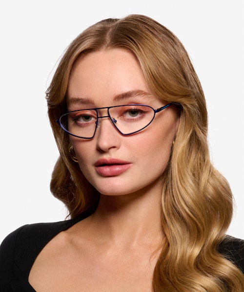 Proto Blue Black MetalEyeglass Frames for Women from EyeBuyDirect