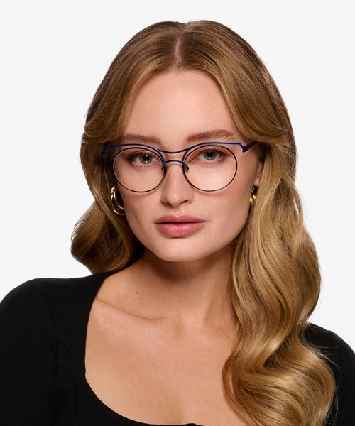 Proximo Blue Black MetalEyeglass Frames for Women from EyeBuyDirect