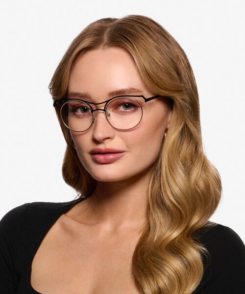 Proximo Black Silver MetalEyeglass Frames for Women from EyeBuyDirect