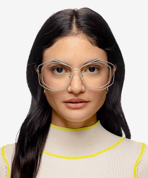 Matte Silver Magnet -  Métal Lunettes de vue