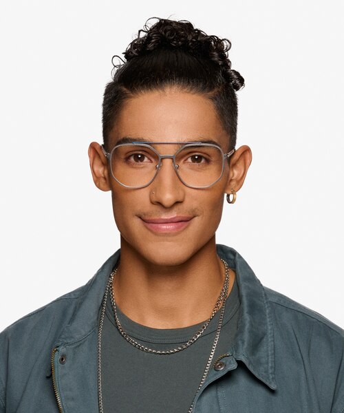 Park Silver Black MetalEyeglass Frames for Men from EyeBuyDirect