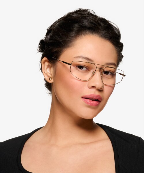 Cumulo Shiny Gold MetalEyeglass Frames for Women from EyeBuyDirect